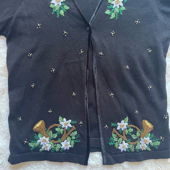 Victoria Jones White Poinsettia Cardigan M - Picture 13 of 13